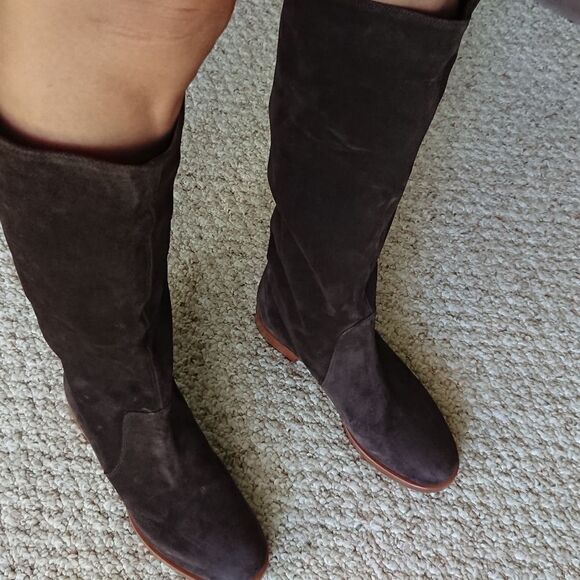 SERGIO ROSSI brown Suede below the knee boots size 7 - Picture 3 of 12